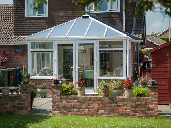 White UPVC Conservatory with French Doors